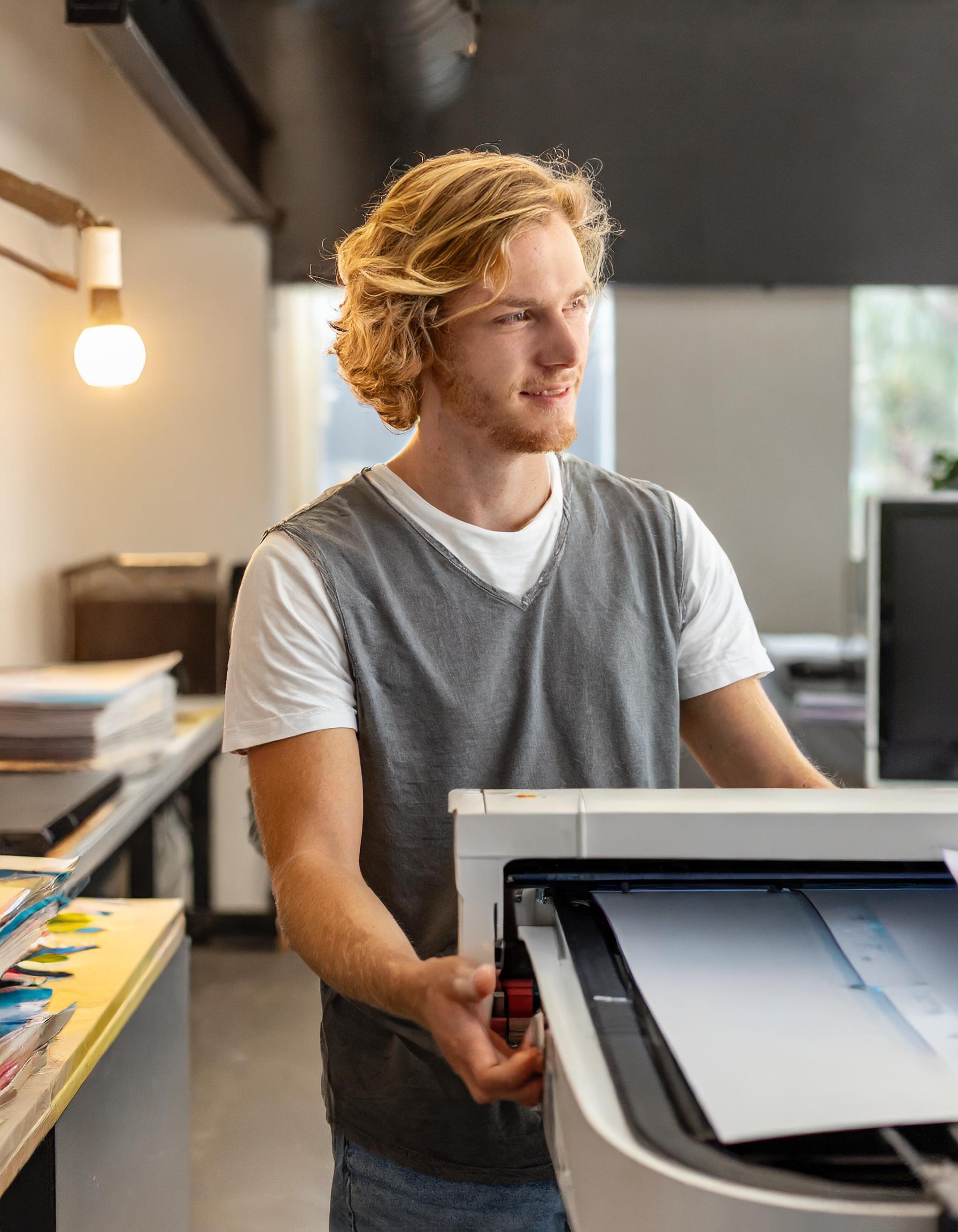 Erfahrener Softwarehändler mit einem professionellen Ausdruck